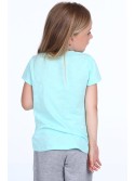 Girls\' T-shirt with patches, mint NDZ8112 - Online store - Boutique